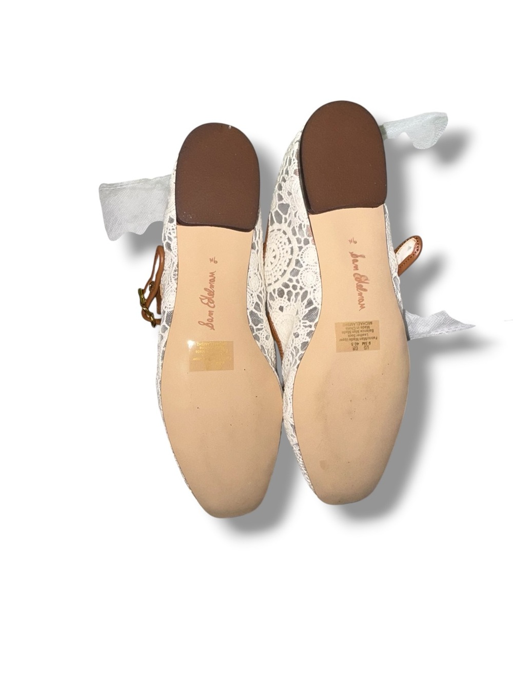 NEW SAM EDELMAN Michaela Flats - Neutral Cream Crochet Women’s 9.5M - Picture 5 of 11
